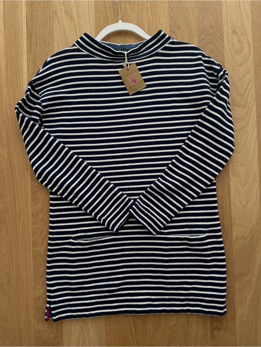 Joules UK Navy and White Stripe Knit Tunic Top, 100% cotton, XS